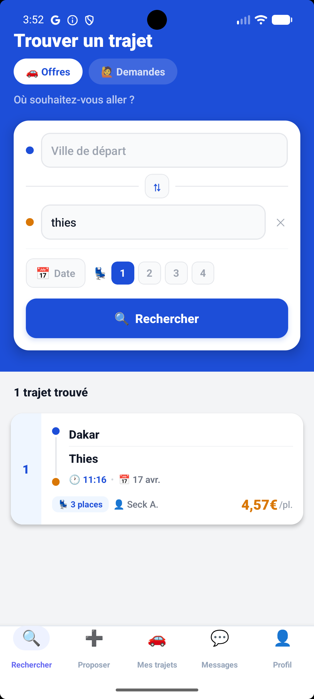 MoveLink — Trouver un trajet